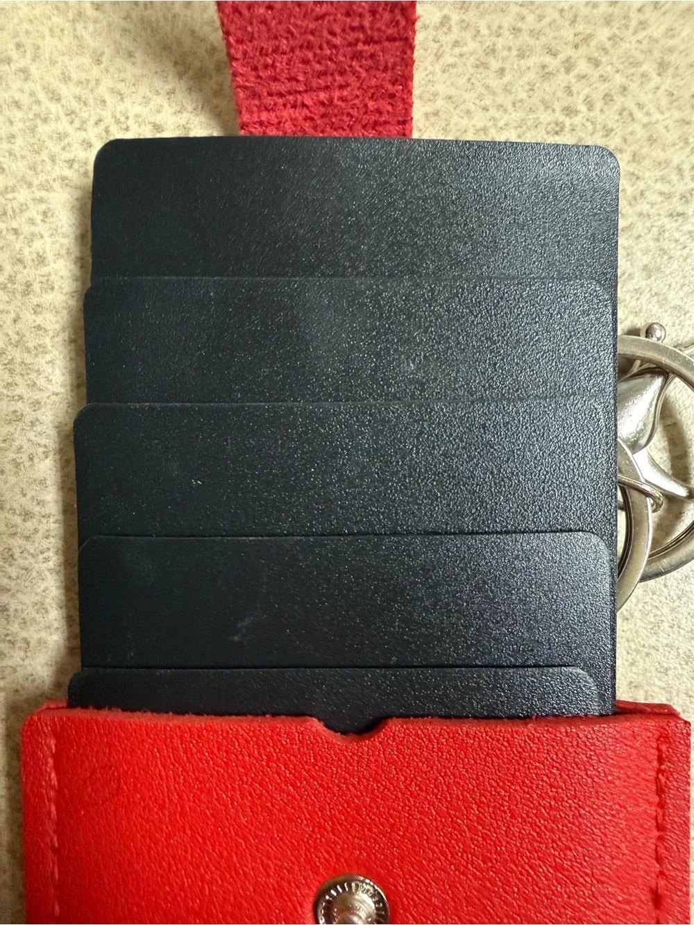 Red Paw-Embossed Card Holder Keychain
